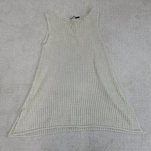 Jeanne Pierre Women's Medium Off-White Crochet Tank Top Cover Up